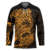 Gold Couple Dolphins Maori Polynesian Style Hockey Jersey LT9 Unisex Gold - Polynesian Pride