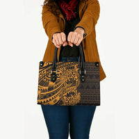 Gold Couple Dolphins Maori Polynesian Style Leather Bag LT9 - Polynesian Pride