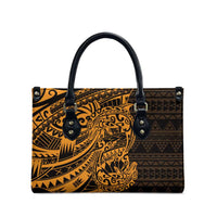 Gold Couple Dolphins Maori Polynesian Style Leather Bag LT9 - Polynesian Pride
