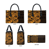 Gold Couple Dolphins Maori Polynesian Style Leather Bag LT9 - Polynesian Pride
