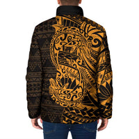 Gold Couple Dolphins Maori Polynesian Style Padded Jacket - Polynesian Pride