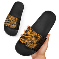 Gold Couple Dolphins Maori Polynesian Style Slide Sandals LT9 - Polynesian Pride