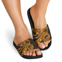 Gold Couple Dolphins Maori Polynesian Style Slide Sandals LT9 - Polynesian Pride