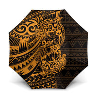 Gold Couple Dolphins Maori Polynesian Style Umbrella LT9 One Size Folded 11.42 inch Opened Diameter 37.4 inch Gold - Polynesian Pride