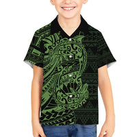 Green Couple Dolphins Maori Polynesian Style Kid Hawaiian Shirt LT9 Kid Green - Polynesian Pride