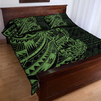 Green Couple Dolphins Maori Polynesian Style Quilt Bed Set