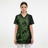 Green Couple Dolphins Maori Polynesian Style Scrub Top - Polynesian Pride