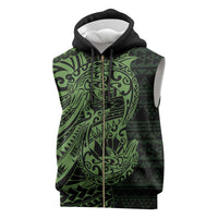 Green Couple Dolphins Maori Polynesian Style Sleeveless Zip Hoodie LT9 Green - Polynesian Pride