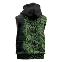 Green Couple Dolphins Maori Polynesian Style Sleeveless Zip Hoodie LT9 - Polynesian Pride