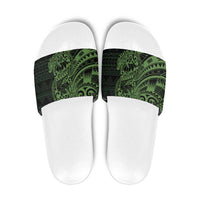 Green Couple Dolphins Maori Polynesian Style Slide Sandals LT9 Green - Polynesian Pride
