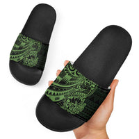 Green Couple Dolphins Maori Polynesian Style Slide Sandals LT9 - Polynesian Pride
