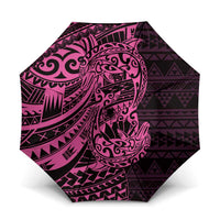 Pink Couple Dolphins Maori Polynesian Style Umbrella LT9 One Size Folded 11.42 inch Opened Diameter 37.4 inch Pink - Polynesian Pride