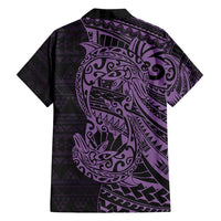 Purple Couple Dolphins Maori Polynesian Style Family Matching Tank Maxi Dress and Hawaiian Shirt