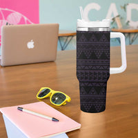 Purple Couple Dolphins Maori Polynesian Style Tumbler With Handle