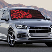 Red Couple Dolphins Maori Polynesian Style Auto Sun Shade - Polynesian Pride