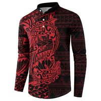 Red Couple Dolphins Maori Polynesian Style Button Sweatshirt