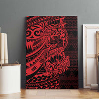 Red Couple Dolphins Maori Polynesian Style Canvas Wall Art