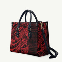 Red Couple Dolphins Maori Polynesian Style Leather Bag LT9 Red - Polynesian Pride