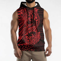 Red Couple Dolphins Maori Polynesian Style Sleeveless Hoodie - Polynesian Pride