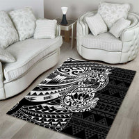 White Couple Dolphins Maori Polynesian Style Area Rug
