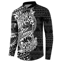 White Couple Dolphins Maori Polynesian Style Button Sweatshirt