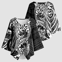 White Couple Dolphins Maori Polynesian Style Kimono Sleeve Blouse - Polynesian Pride