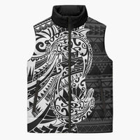White Couple Dolphins Maori Polynesian Style Sleeveless Puffer Jacket - Polynesian Pride