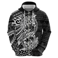 White Couple Dolphins Maori Polynesian Style Zip Hoodie