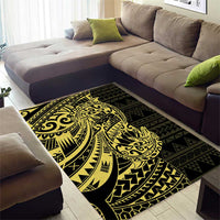 Yellow Couple Dolphins Maori Polynesian Style Area Rug