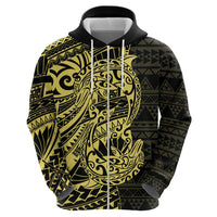 Yellow Couple Dolphins Maori Polynesian Style Zip Hoodie