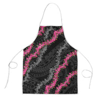 Guam Bougainvillea Lei Apron Chamorro Tribal Pattern LT9 Black - Polynesian Pride