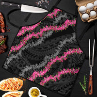 Guam Bougainvillea Lei Apron Chamorro Tribal Pattern LT9 Black - Polynesian Pride
