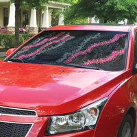 Guam Bougainvillea Lei Auto Sun Shade Chamorro Tribal Pattern - Polynesian Pride