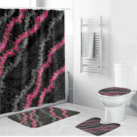 Guam Bougainvillea Lei Bathroom Set Chamorro Tribal Pattern LT9 Bathroom Set (4 pcs) Black - Polynesian Pride