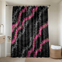 Guam Bougainvillea Lei Bathroom Set Chamorro Tribal Pattern LT9 Shower Curtain Only Black - Polynesian Pride