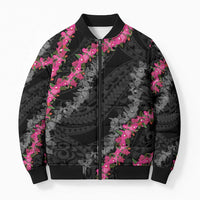 Guam Bougainvillea Lei Bomber Puffer Jacket Chamorro Tribal Pattern - Polynesian Pride