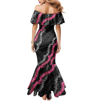 Guam Bougainvillea Lei Mermaid Dress Chamorro Tribal Pattern