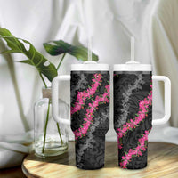 Guam Bougainvillea Lei Tumbler With Handle Chamorro Tribal Pattern