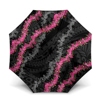 Guam Bougainvillea Lei Umbrella Chamorro Tribal Pattern LT9 One Size Folded 11.42 inch Opened Diameter 37.4 inch Black - Polynesian Pride