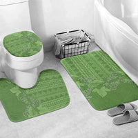 Hawaii Molokai Island Kukui Nut Flowers Bathroom Set Tribal Kakau Pattern LT9 Mat Set Only (3 pcs) One Size Green - Polynesian Pride