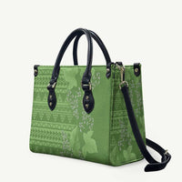 Hawaii Molokai Island Kukui Nut Flowers Leather Bag Tribal Kakau Pattern LT9 Green - Polynesian Pride