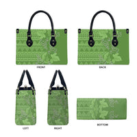 Hawaii Molokai Island Kukui Nut Flowers Leather Bag Tribal Kakau Pattern LT9 - Polynesian Pride