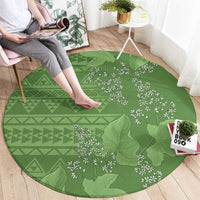 Hawaii Molokai Island Kukui Nut Flowers Round Carpet Tribal Kakau Pattern LT9 - Polynesian Pride