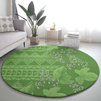 Hawaii Molokai Island Kukui Nut Flowers Round Carpet Tribal Kakau Pattern LT9 - Polynesian Pride