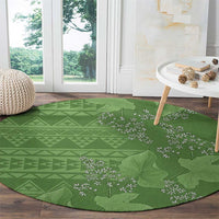 Hawaii Molokai Island Kukui Nut Flowers Round Carpet Tribal Kakau Pattern LT9 - Polynesian Pride