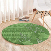 Hawaii Molokai Island Kukui Nut Flowers Round Carpet Tribal Kakau Pattern LT9 - Polynesian Pride