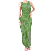 Hawaii Molokai Island Kukui Nut Flowers Tank Maxi Dress Tribal Kakau Pattern