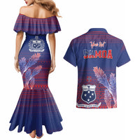 Custom Samoa 1962 Independence Day Custom Couples Matching Mermaid Dress and Hawaiian Shirt Manuia le Aso Tuto'atasi Ula Nifo Blue Art LT9 - Polynesian Pride
