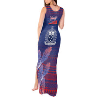 Custom Samoa 1962 Independence Day Custom Tank Maxi Dress Manuia le Aso Tuto'atasi Ula Nifo Blue Art LT9 - Polynesian Pride