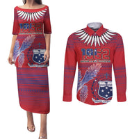 Custom Samoa 1962 Independence Day Custom Couples Matching Puletasi and Long Sleeve Button Shirt Manuia le Aso Tuto'atasi Ula Nifo Red Art LT9 Red - Polynesian Pride